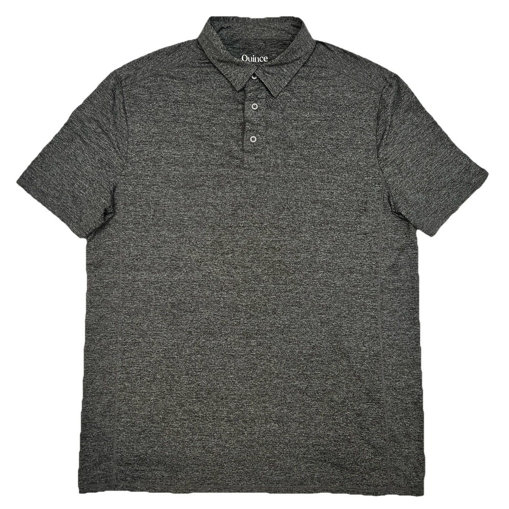 Quince Flowknit Ultra Soft Performance Polo Mens L Charcoal Gray Golf Stretch